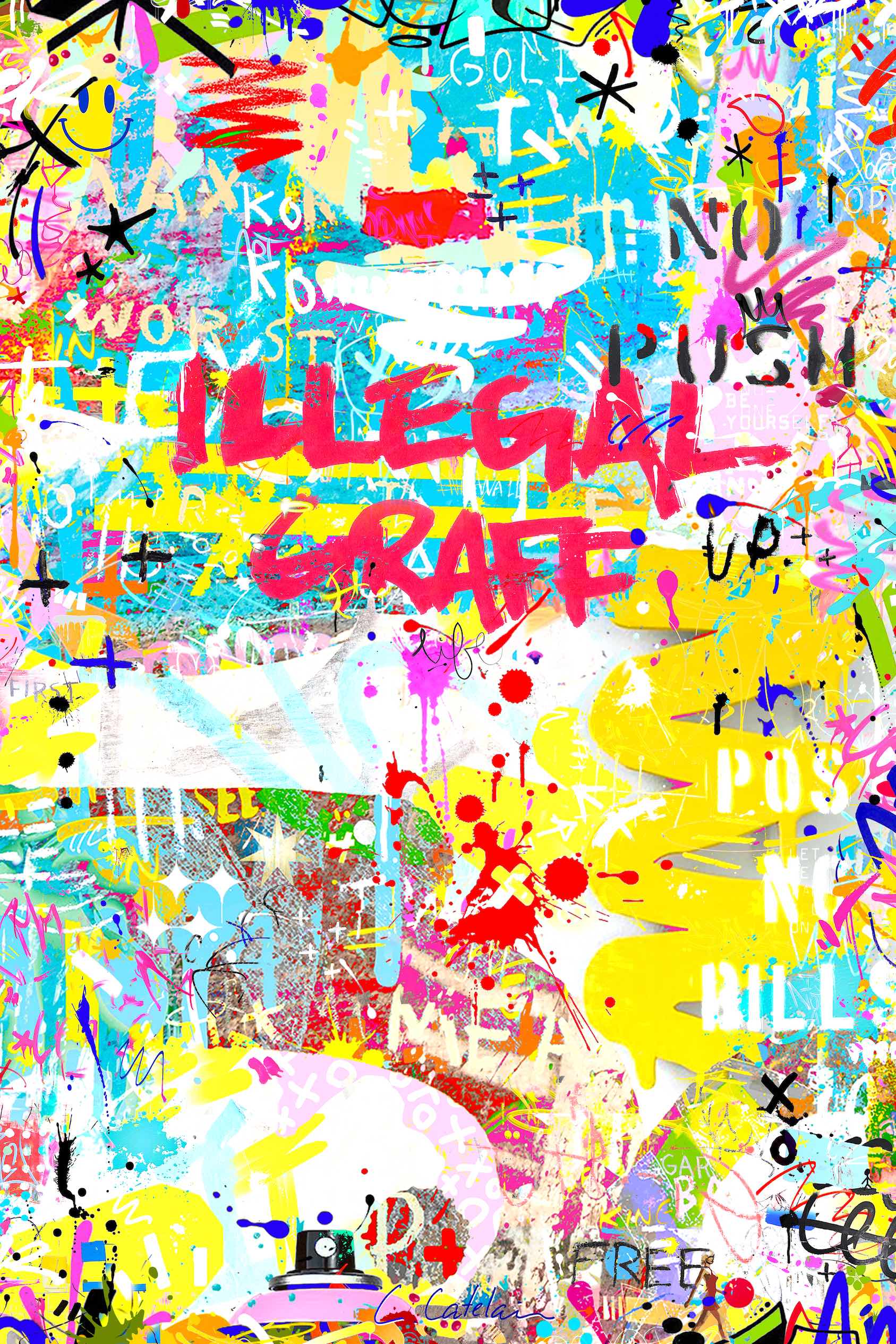 C.Catelain urban street art contemporary store. Art urbain contemporain, pop culture et photographies. Collection PRINT Illegal Graff Life 60x40 oeuvre originale