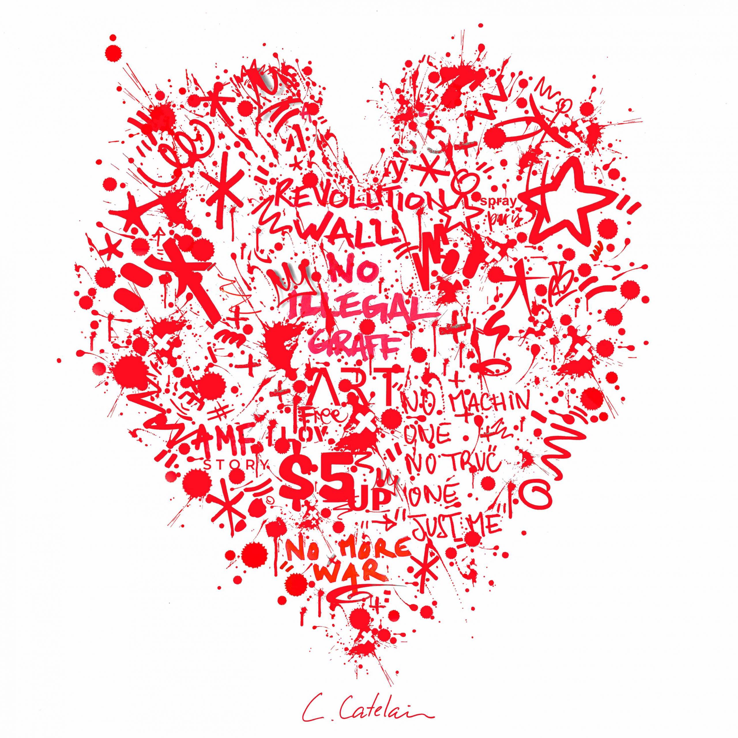 Collection Plexi URBAN RED HEART. Une pièce unique en plexiglass de C.Catelain de sa collection Urban Creativity. Urban Street Art