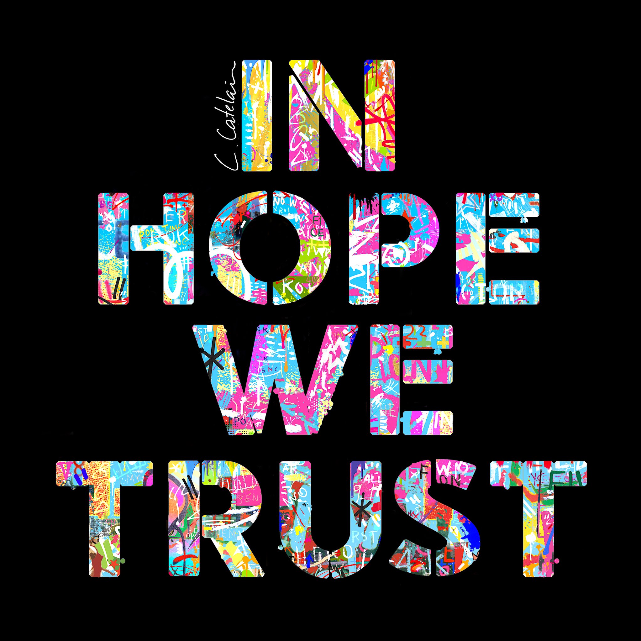 Collection Plexi IN HOPE WE TRUST, un tirage photographique sous plexiglass, disponible en édition limitée sur le site officiel de l'artiste urbain C.Catelain. 30x30 Oeuvre originale Street Art