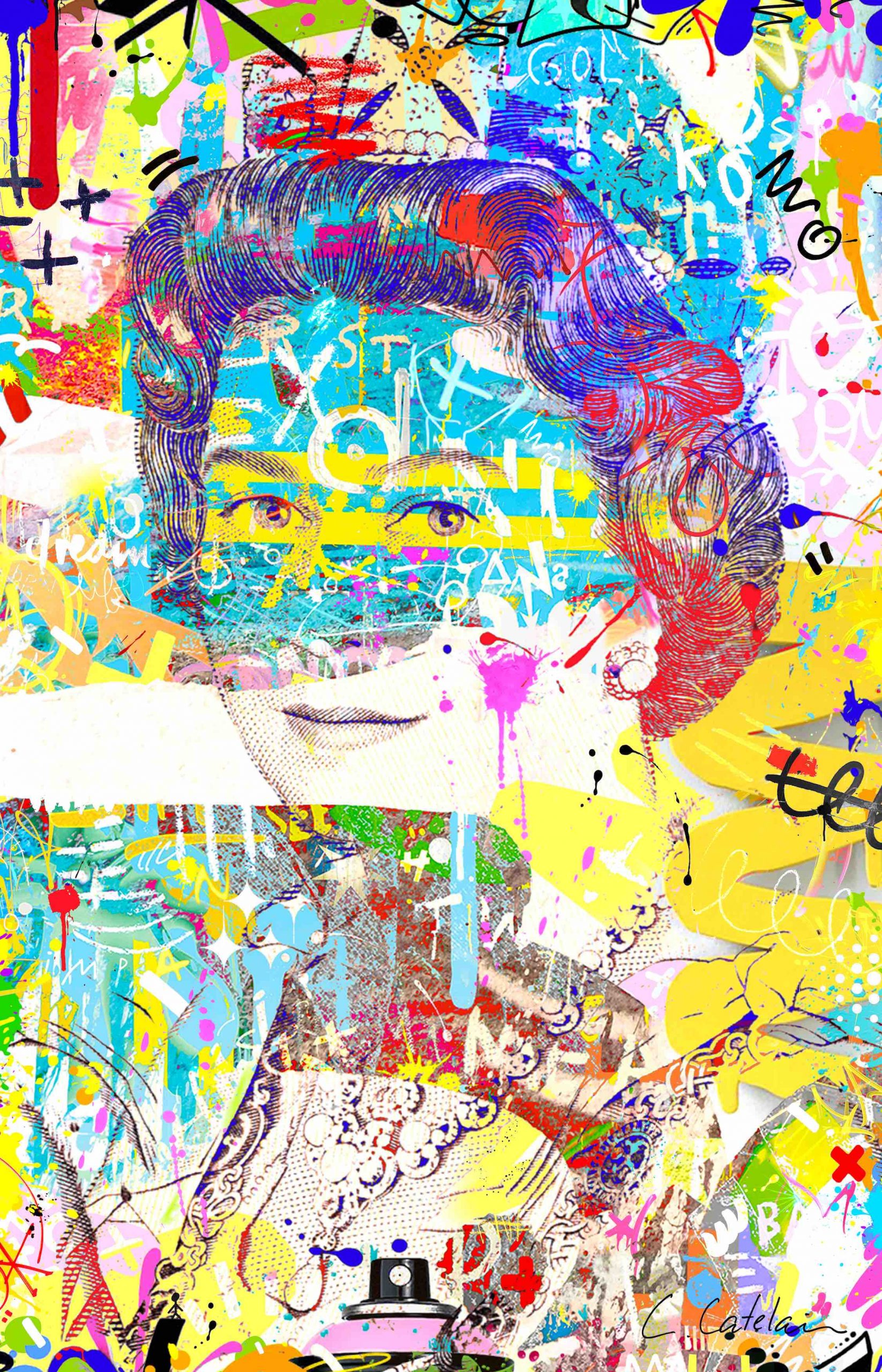C.Catelain urban street art contemporary store. Art urbain contemporain, pop culture et photographies. Collection PRINT Queen#1 60x40 oeuvre originale